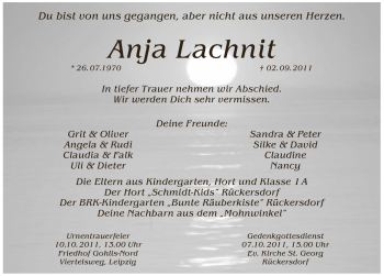 Traueranzeige von Anja Lachnit von Pegnitz-Zeitung